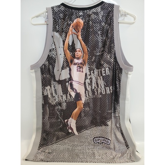 San Antonio Spurs Jersey Mens 60 White NBA Basketball Tim Duncan 21 Graphic‎